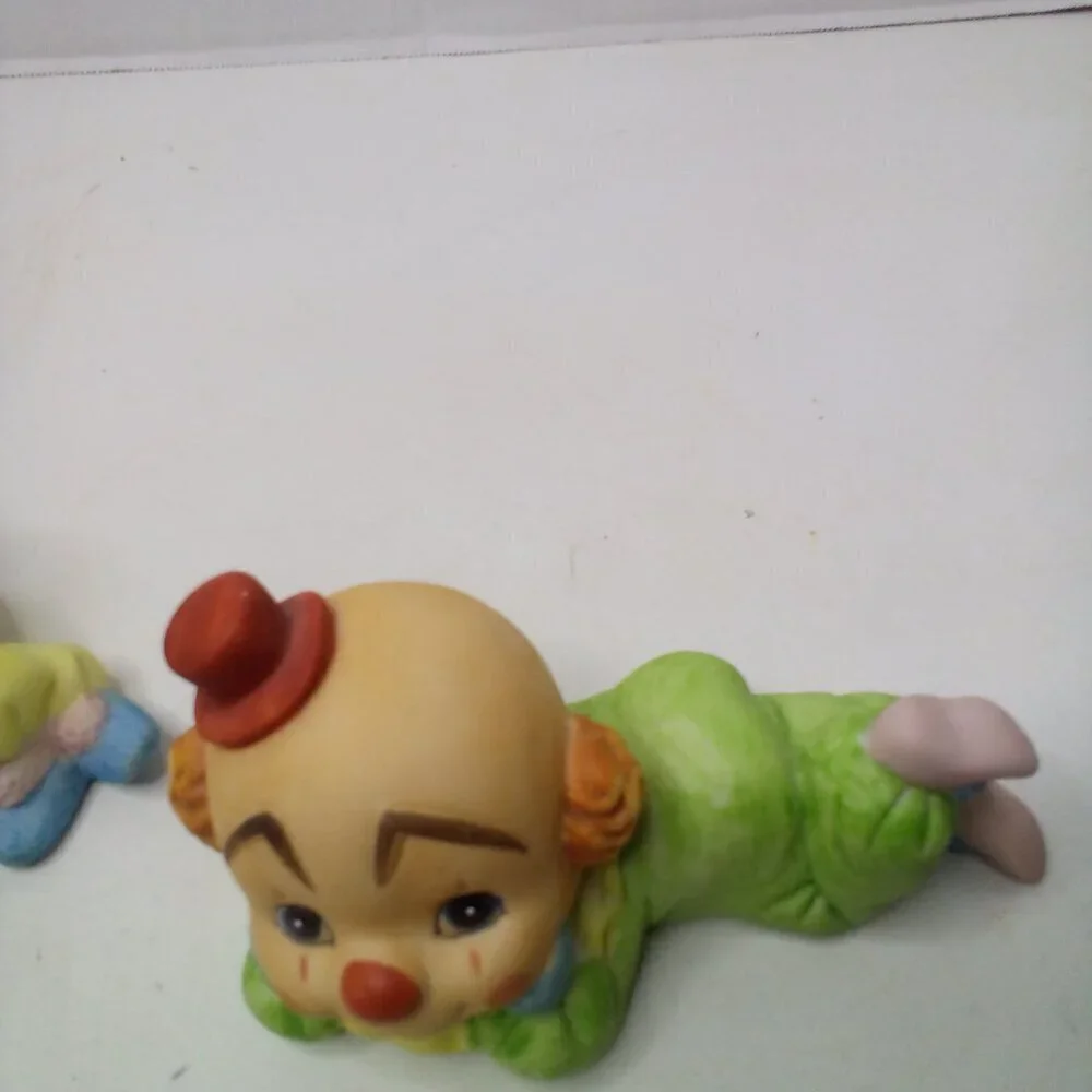 Vintage Ceramic Baby Clowns Lot of 3 Figurine Painted Shelf Sitter